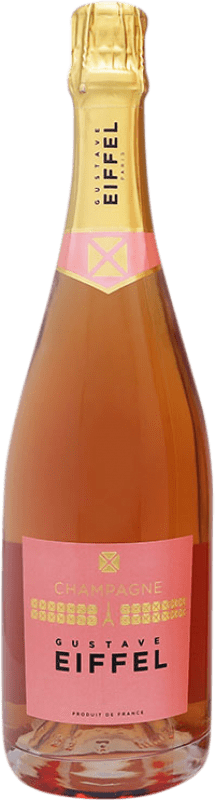 59,95 € Envio grátis | Espumante rosé Gustave Eiffel Rosé A.O.C. Champagne França Pinot Preto, Chardonnay, Pinot Meunier Garrafa 75 cl