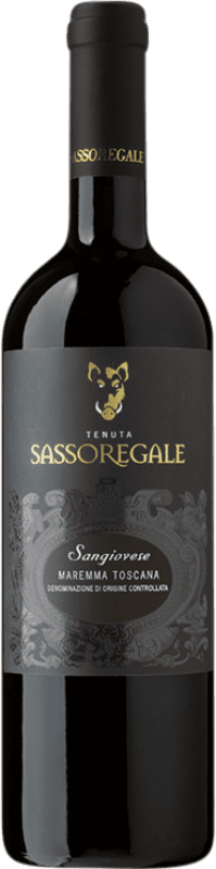 11,95 € Spedizione Gratuita | Vino Rosso Sassoregale D.O.C. Maremma Toscana Italia Sangiovese Bottiglia 75 cl