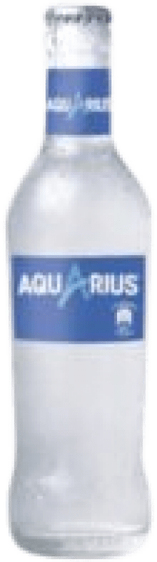 46,95 € Envio grátis | Caixa de 24 unidades Refrigerantes Aquarius Espanha Garrafinha Terço 30 cl Vidro RET Limón — Limão