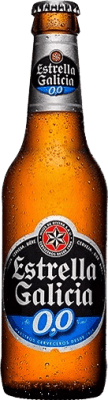 38,95 € Envio grátis | Caixa de 24 unidades Cerveja Estrella Galicia Galiza Espanha Garrafinha 20 cl 0.0 Zero Zero Sem Álcool