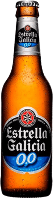 47,95 € Envio grátis | Caixa de 24 unidades Cerveja Estrella Galicia Galiza Espanha Garrafinha Terço 33 cl 0.0 Zero Zero Sem Álcool