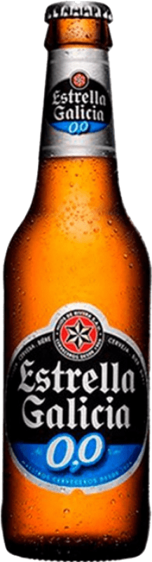 47,95 € Envio grátis | Caixa de 24 unidades Cerveja Estrella Galicia Galiza Espanha Garrafinha Terço 33 cl 0.0 Zero Zero Sem Álcool