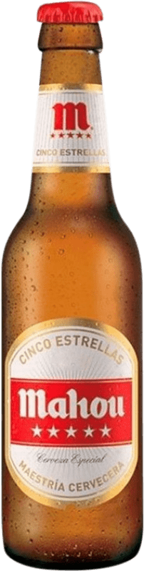 5,95 € Kostenloser Versand | 6 Einheiten Box Bier Mahou 5 Estrellas Spanien Kleine Flasche 25 cl