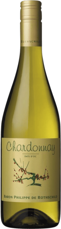 12,95 € Envio grátis | Vinho branco Philippe de Rothschild Les Cépages I.G.P. Vin de Pays d'Oc Bordeaux França Chardonnay Garrafa 75 cl