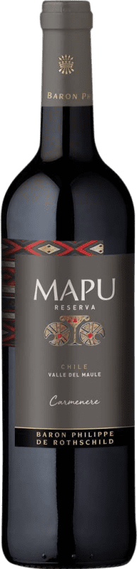 7,95 € Бесплатная доставка | Красное вино Philippe de Rothschild Mapu Резерв I.G. Valle del Maipo Santiago de Chile Чили Carmenère бутылка 75 cl