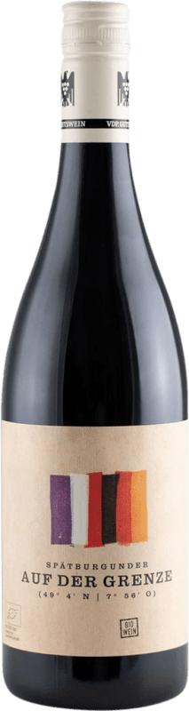 14,95 € 免费送货 | 红酒 Bernhart Auf der Grenze Q.b.A. Pfälz 普法尔茨 德国 Pinot Black 瓶子 75 cl