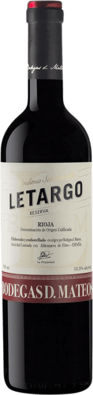 19,95 € Kostenloser Versand | Rotwein D. Mateos Letargo Reserve D.O.Ca. Rioja La Rioja Spanien Tempranillo, Grenache, Graciano Flasche 75 cl