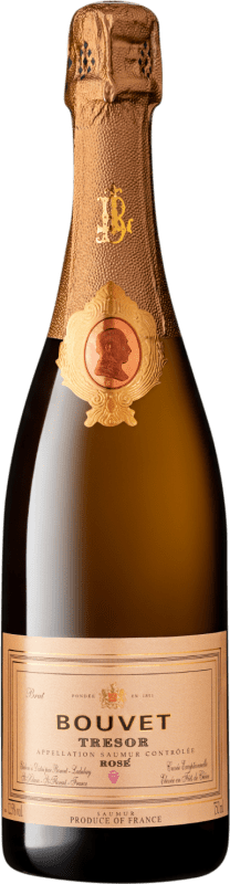 15,95 € 免费送货 | 玫瑰气泡酒 Bouvet Ladubay Tresor Rosé 香槟 A.O.C. Saumur 卢瓦尔河 法国 Cabernet Franc 瓶子 75 cl