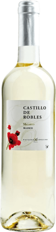 8,95 € Spedizione Gratuita | Vino Bianco Castillo de Robles D.O. La Mancha Castilla-La Mancha Spagna Macabeo Bottiglia 75 cl