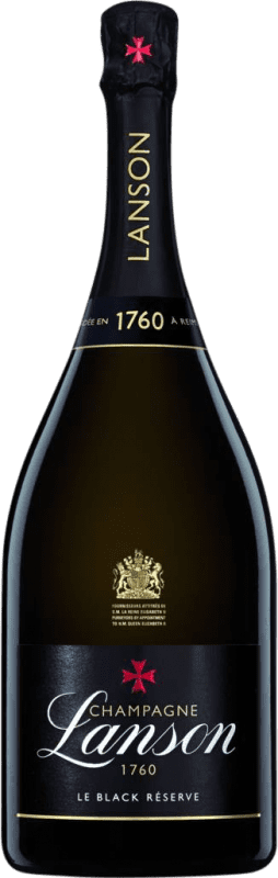 123,95 € Kostenloser Versand | Weißer Sekt Lanson Brut — Herb Black — Edition Schwarz Reserve — Gereift A.O.C. Champagne Champagner Frankreich Pinot Noir — Spätburgunder, Chardonnay, Pinot Meunier — Schwarzriesling Magnumflasche 1,5 L
