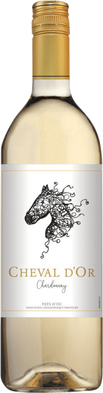 8,95 € Envio grátis | Vinho branco Cheval d'Or França Chardonnay Garrafa 1 L