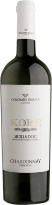 10,95 € 免费送货 | 白酒 Colomba Bianca Kore D.O.C. Sicilia 西西里岛 意大利 Chardonnay 瓶子 75 cl