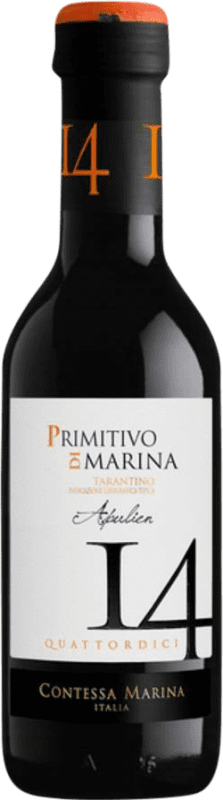 3,95 € Kostenloser Versand | Rotwein Contessa Marina 14 I.G.T. Puglia Apulien Italien Primitivo Kleine Flasche 25 cl