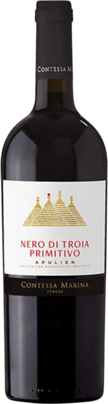 10,95 € Kostenloser Versand | Rotwein Contessa Marina Nero di Troia Primitivo I.G.T. Puglia Apulien Italien Nebbiolo, Nero di Troia Flasche 75 cl