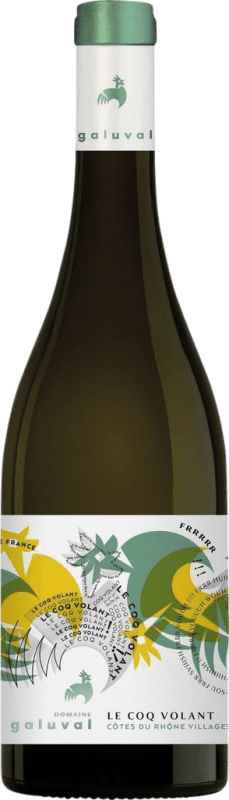 11,95 € Spedizione Gratuita | Vino Bianco Domaine de Galuval Le Coq Volant A.O.C. Côtes du Rhône Rhône Francia 75 cl