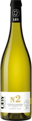 12,95 € Kostenloser Versand | Weißwein Domaine Uby Nº 2 Chardonnay Chenin I.G.P. Vin de Pays Côtes de Gascogne Frankreich Chardonnay, Chenin Flasche 75 cl
