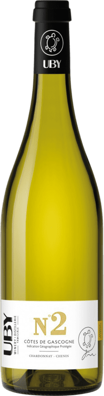 10,95 € Бесплатная доставка | Белое вино Uby Nº 2 Chardonnay Chenin I.G.P. Vin de Pays Côtes de Gascogne Франция Chardonnay, Chenin White бутылка 75 cl