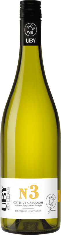 10,95 € Envio grátis | Vinho branco Domaine Uby Nº 3 Colombard Sauvignon I.G.P. Vin de Pays Côtes de Gascogne França Sauvignon, Colombard Garrafa 75 cl
