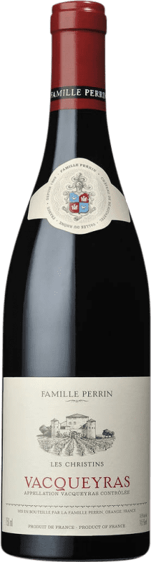 27,95 € Envío gratis | Vino tinto Famille Perrin Les Christins Rouge A.O.C. Vacqueyras Rhône Francia Garnacha, Nebbiolo Botella 75 cl
