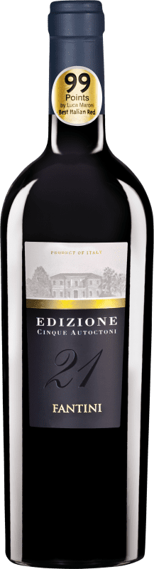 31,95 € Spedizione Gratuita | Vino rosso Fantini Edizione Cinque Autoctoni Italia Montepulciano, Malvasia Nera, Primitivo, Nebbiolo, Zinfandel, Negroamaro Bottiglia 75 cl