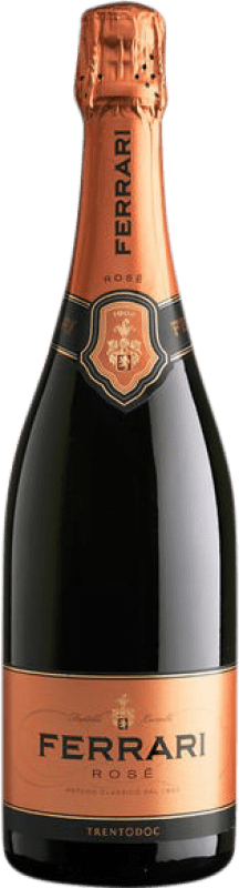 19,95 € Envio grátis | Espumante rosé Ferrari Rosé Brut D.O.C. Trentino Trentino Itália Pinot Preto, Chardonnay Meia Garrafa 37 cl