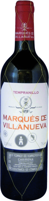 5,95 € 免费送货 | 红酒 Grandes Vinos Grandes Vinos y Viñedos. Marqués de Villanueva D.O. Cariñena 阿拉贡 西班牙 Tempranillo 瓶子 75 cl