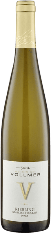 10,95 € 免费送货 | 白酒 Heinrich Vollmer 50 HL Spätlese 干 Q.b.A. Pfälz 普法尔茨 德国 Riesling 瓶子 75 cl