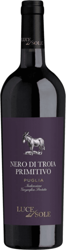 6,95 € Spedizione Gratuita | Vino rosso Luce del Sole Nero di Troia Primitivo I.G.T. Puglia Puglia Italia Nebbiolo, Nero di Troia Bottiglia 75 cl