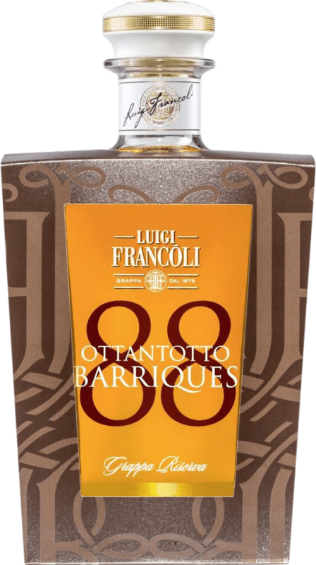 89,95 € Envío gratis | Grappa Luigi Francoli 88 Barriques Prêt à Porter Italia Botella 70 cl