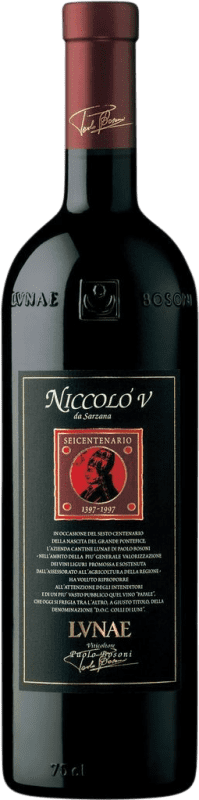 44,95 € Kostenloser Versand | Rotwein Lunae Niccoló V Reserve D.O.C. Colli di Luni Italien Merlot, Sangiovese, Pollera Nera Flasche 75 cl