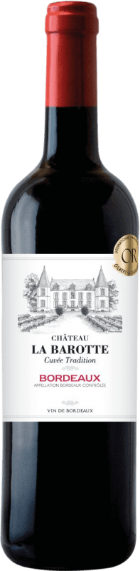 8,95 € Бесплатная доставка | Белое вино Maison Le Star Château la Barotte A.O.C. Bordeaux Бордо Франция Merlot, Cabernet Sauvignon бутылка 75 cl Без алкоголя