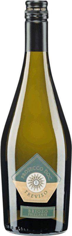 13,95 € Envio grátis | Espumante Branco Brioso Brut — Bruto Frizzante — Meio Espumante D.O.C. Prosecco Treviso Itália Glera Garrafa 75 cl