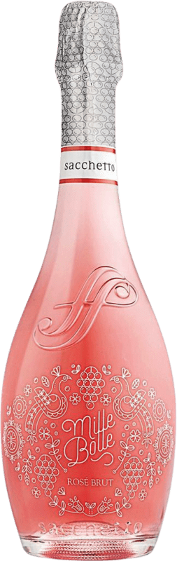 16,95 € 送料無料 | ロゼのスパークリングワイン Sacchetto Mille Bolle Brut — ブリュット Rosé — ロゼ I.G.T. Venezia Venecia イタリア Merlot — メルロー, Pinot Noir — ピノ・ノワール, Nebbiolo — ネッビオーロ 75 cl