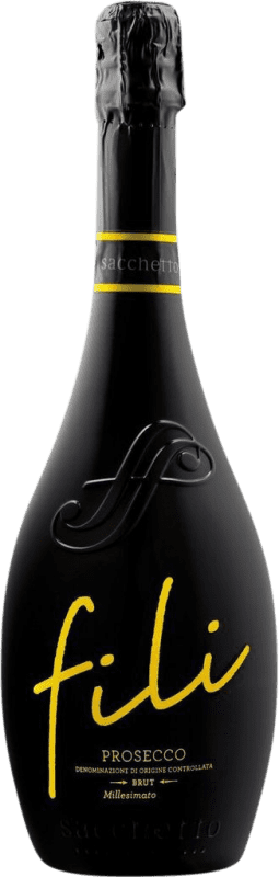 17,95 € 送料無料 | 白のスパークリングワイン Sacchetto Fili VSQA Brut — ブリュット Millesimato D.O.C. Prosecco Venecia イタリア Glera — グレラ 75 cl