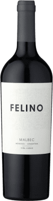 19,95 € 免费送货 | 红酒 Vina Cobos Felino I.G. Mendoza 门多萨 阿根廷 Malbec 瓶子 75 cl