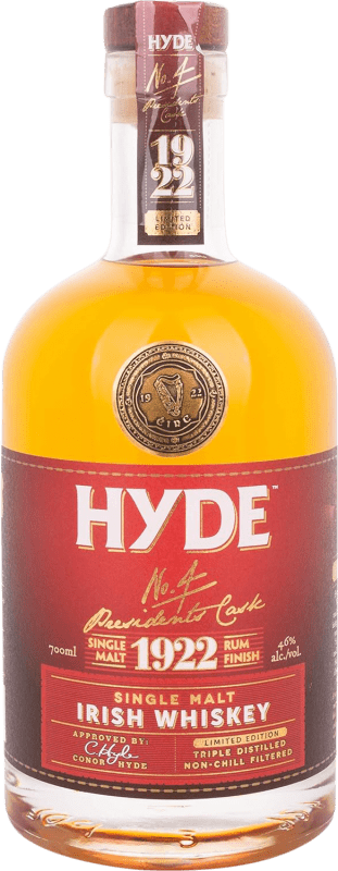 45,95 € 免费送货 | 单一麦芽威士忌 Hyde Nº 4 President's 1922 Rum Cask Finish — 橡木桶陈酿收尾 爱尔兰 70 cl