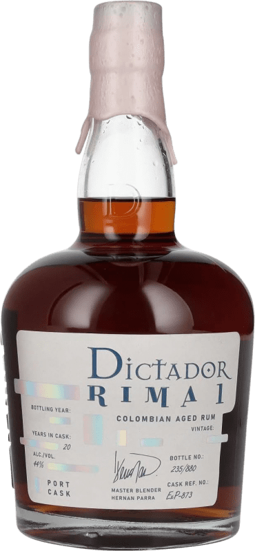 175,95 € Envío gratis | Ron Dictador Rima 1 Port Cask Colombia 20 Años Botella 70 cl