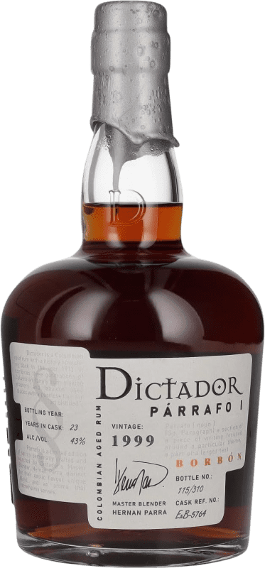 157,95 € Envío gratis | Ron Dictador Párrafo I Borbón Vintage Colombia 23 Años Botella 70 cl