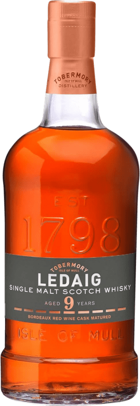 136,95 € Spedizione Gratuita | Whisky Single Malt Tobermory Ledaig Bordeaux Red Wine Cask Finish — Affinato in Botte, Cask Strength — Grado da Botte, Edizione Limitata Regno Unito 9 Anni 70 cl