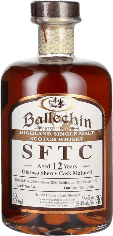 159,95 € Kostenloser Versand | Whiskey Blended Edradour Ballechin Oloroso Sherry Cask Matured SFTC Straight From The Cask Großbritannien 12 Jahre Medium Flasche 50 cl