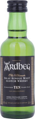 19,95 € Spedizione Gratuita | Whisky Single Malt Ardbeg Islay Regno Unito 10 Anni Bottiglietta Mignon 5 cl