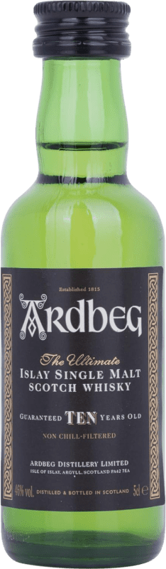 21,95 € Бесплатная доставка | Виски из одного солода Ardbeg Айла Объединенное Королевство 10 Лет миниатюрная бутылка 5 cl