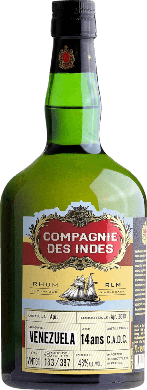 104,95 € Бесплатная доставка | Ром Compagnie des Indes Venezuela Single Cask Венесуэла 14 Лет бутылка 70 cl