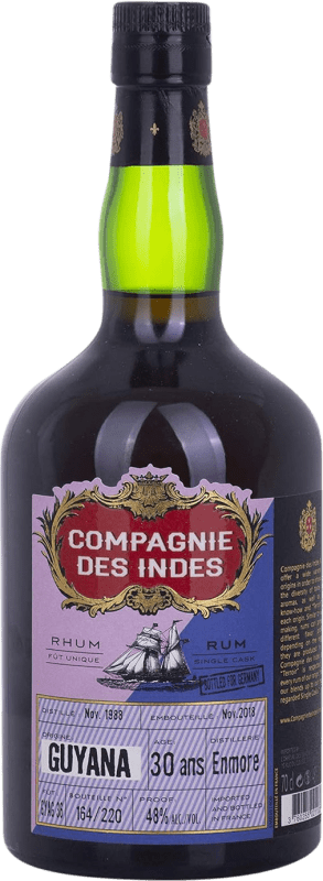 659,95 € Envío gratis | Ron Compagnie des Indes Guyana Single Cask Reino Unido 30 Años Botella 70 cl