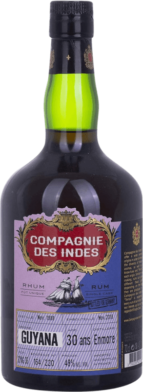 629,95 € Envio grátis | Rum Compagnie des Indes Guyana Single Cask Reino Unido 30 Anos Garrafa 70 cl