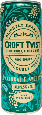 41,95 € 免费送货 | 盒装12个 调和剂 Mixer González Byass Croft Twist Fino Spritz — 斯普利茨 西班牙 小瓶装 25 cl Elderflower — 接骨木花, Lemon — 柠檬, Mint — 薄荷