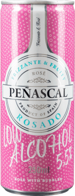 29,95 € Kostenloser Versand | 24 Einheiten Box Rosé Sekt Peñascal Low Alcohol Frizzante — Perlwein Spanien Tempranillo Dose 25 cl