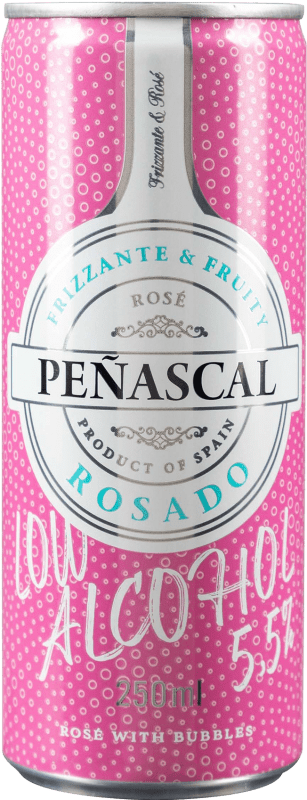 29,95 € Envoi gratuit | Boîte de 24 unités Vin Mousseux Rosé Peñascal Low Alcohol Frizzante — Pétillant Espagne Tempranillo Canette 25 cl