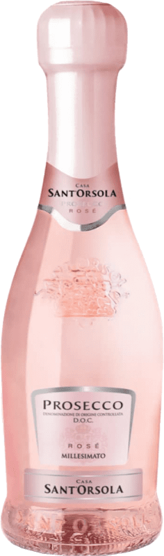 6,95 € Бесплатная доставка | Розовое игристое Sant'Orsola Millesimato Extradry Rosé Экстра сухой D.O.C. Prosecco Венето Италия Pinot Black, Glera Маленькая бутылка 20 cl