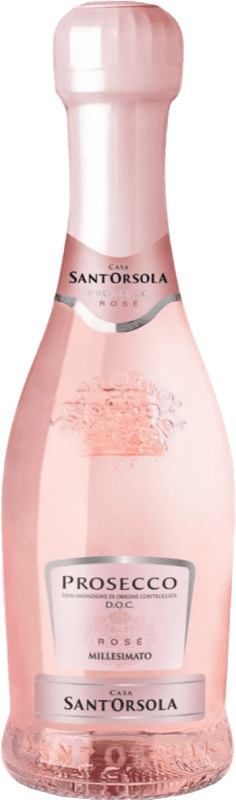 8,95 € 送料無料 | ロゼのスパークリングワイン Sant'Orsola Extra Dry — スーパードライ Millesimato, Rosé — ロゼ D.O.C. Prosecco ベネト イタリア Pinot Noir — ピノ・ノワール, Glera — グレラ 小瓶 20 cl